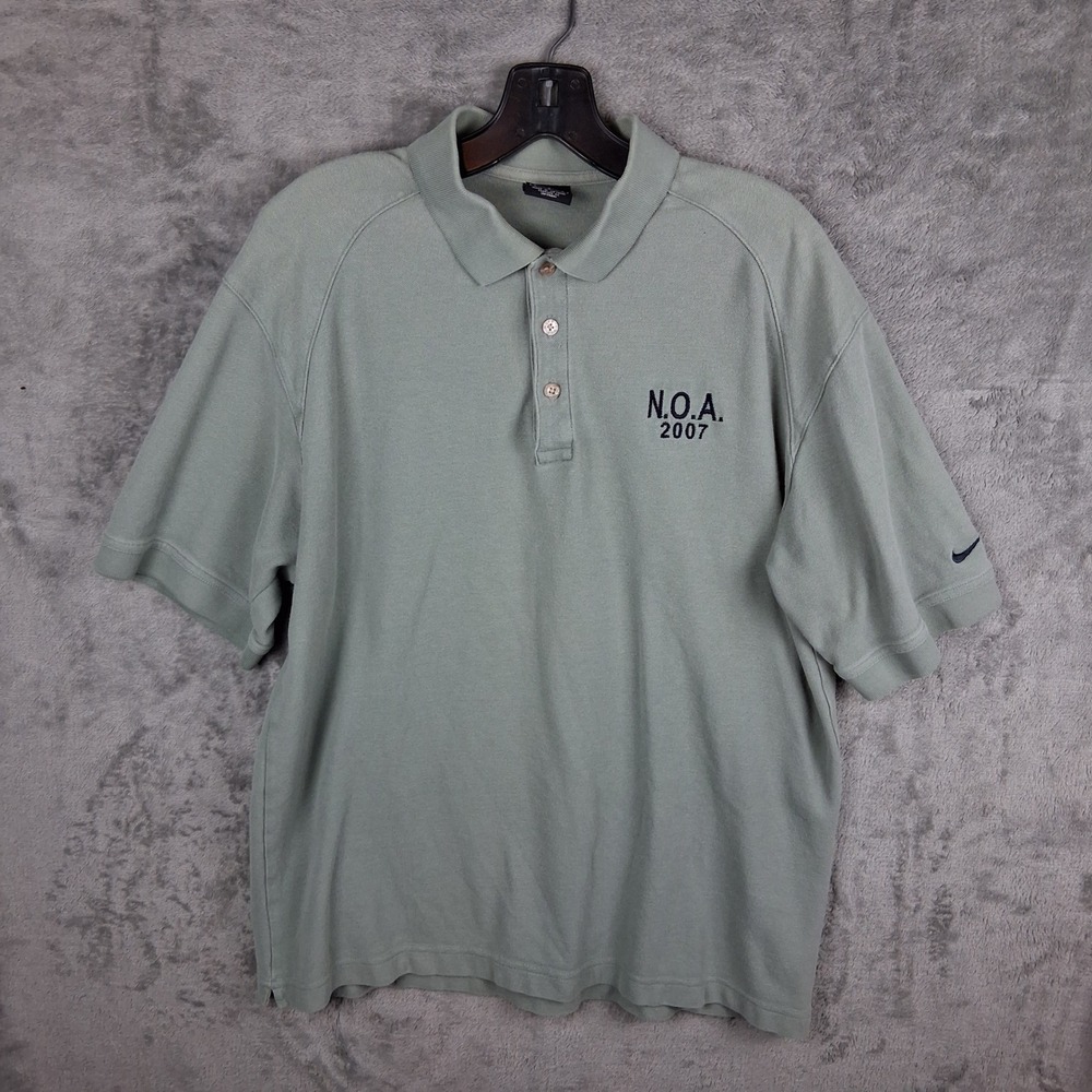 Nike Golf Polo Mens XL Sage Green N.O.A. 2007 Embroidered Cotton Swoosh